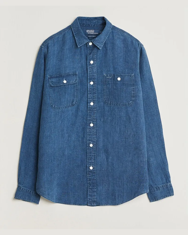 Ralph Lauren Indigo/Linen Western Shirt Medium Wash Blau