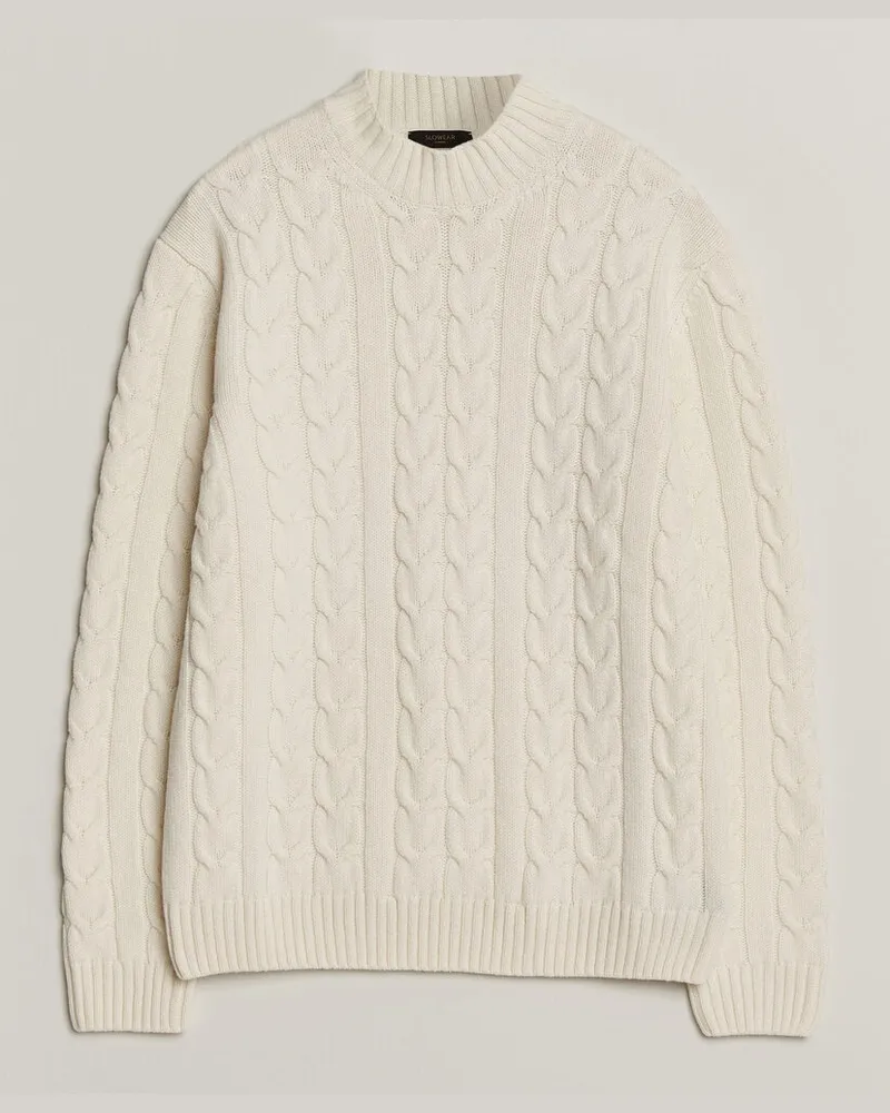 Zanone Double Cable Crew Neck Latte Weiß