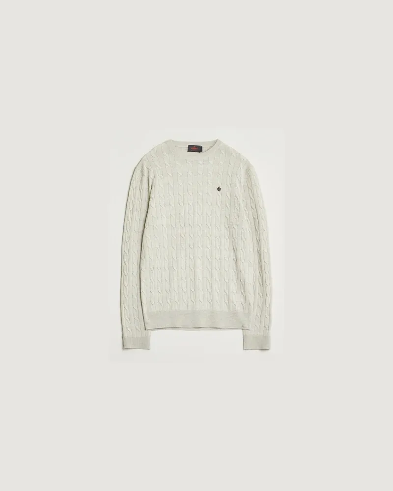 Morris Merino Cable O-Neck Off White Grau