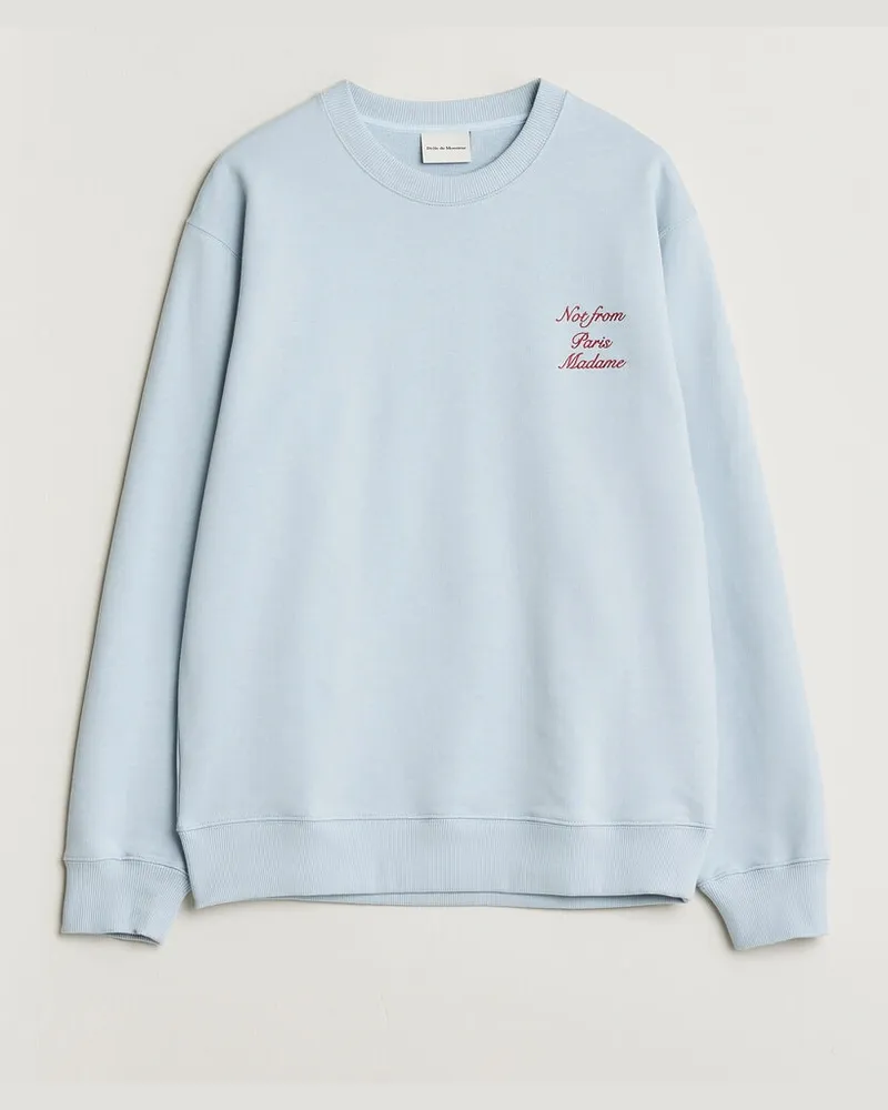 Drôle de Monsieur Slogan Cursive Sweatshirt Light Blue Blau