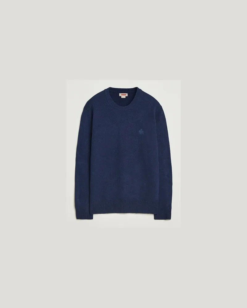 Baracuta Shetland Virgin Wool Crew Neck Navy Blau