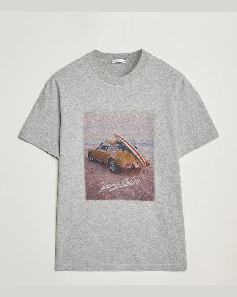 Jacob Cohën Cotton Stripe Logo Pocket T-Shirt Light Grey Grau