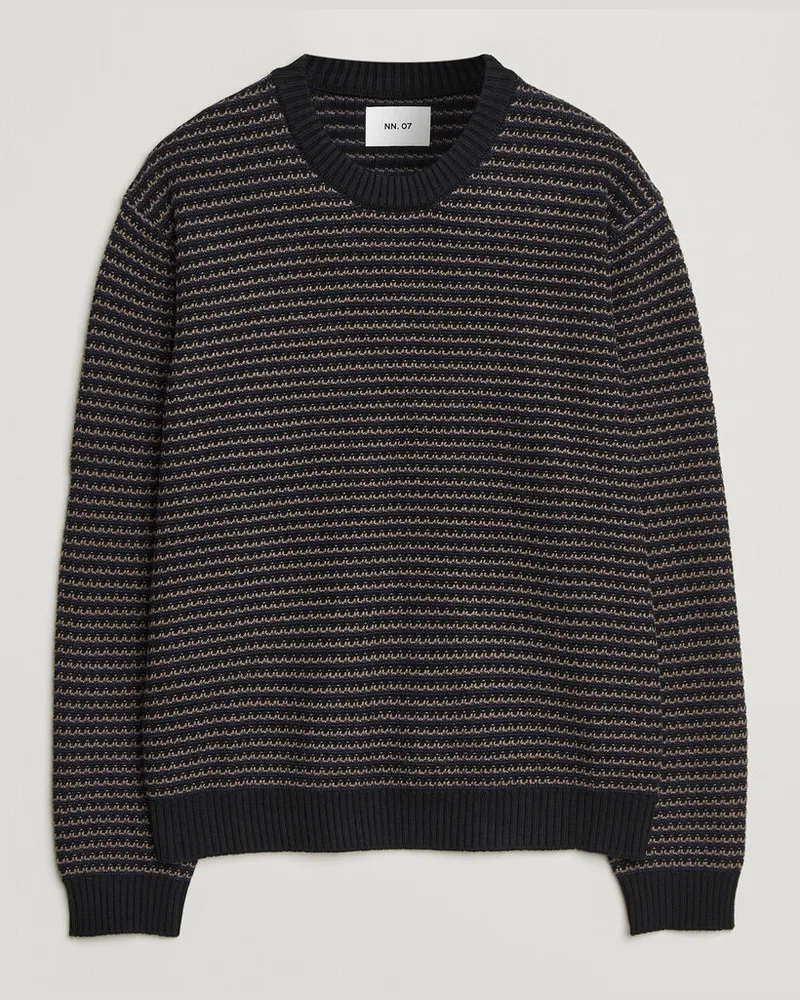 NN 07 Russell Cotton/Wool Structured Sweater Navy Blue Blau
