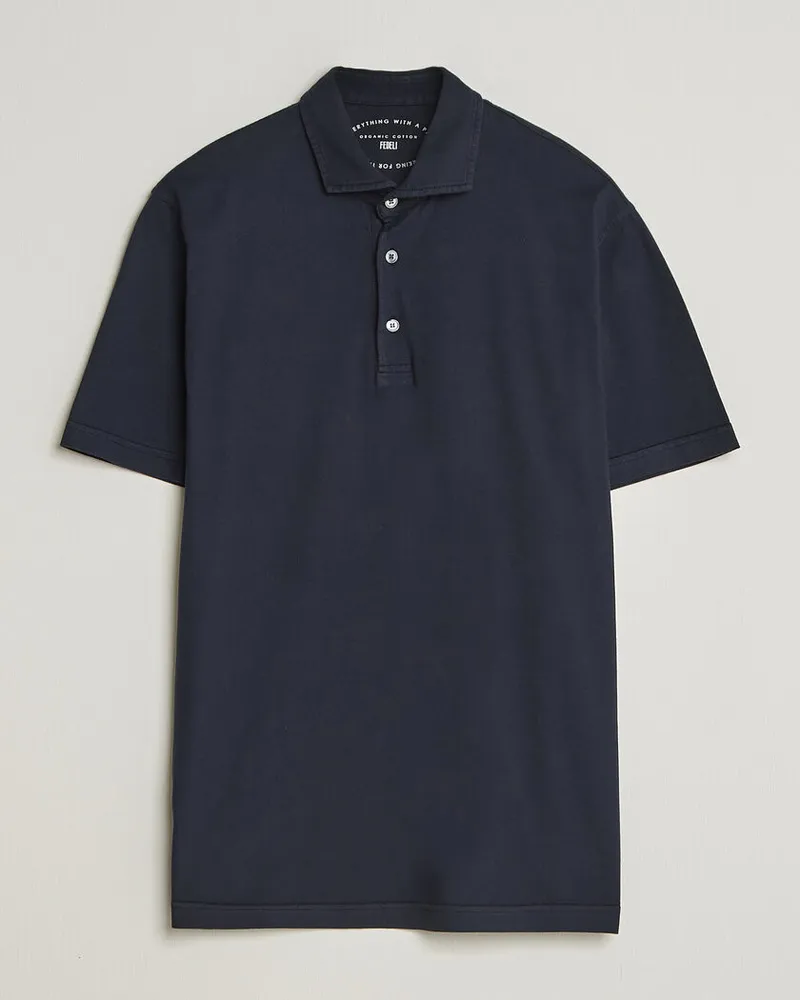 Fedeli Zero Organic Cotton Polo Navy Blau