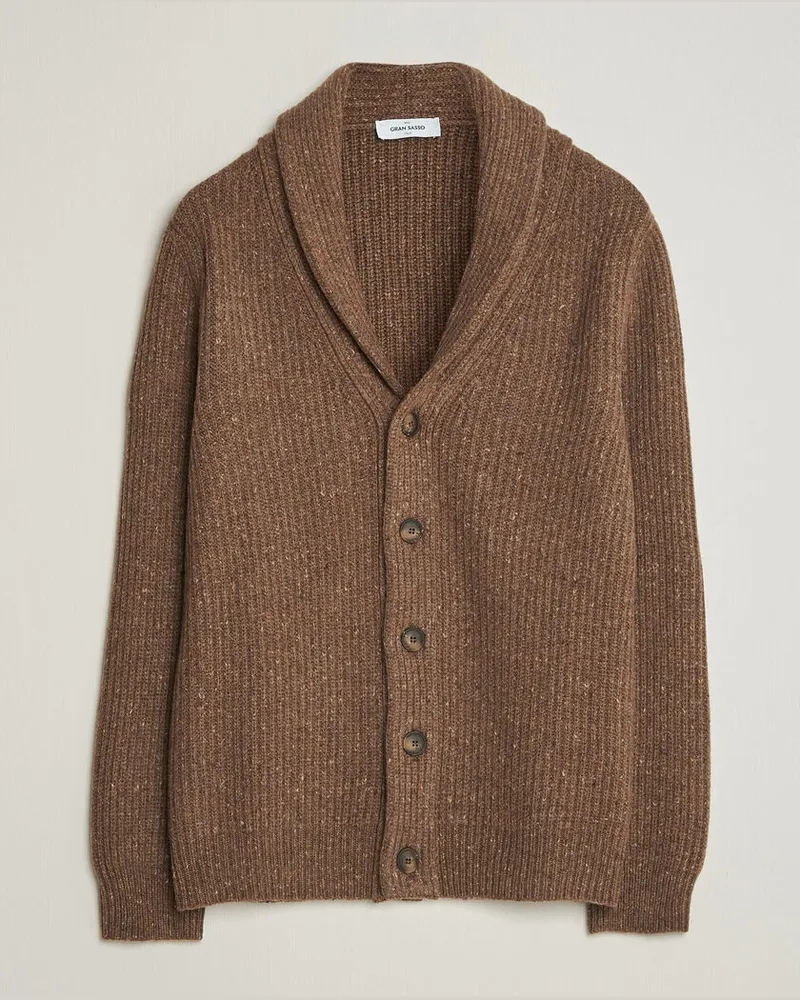 Gran Sasso Wool/Cashmere Donegal Cardigan Brown Braun