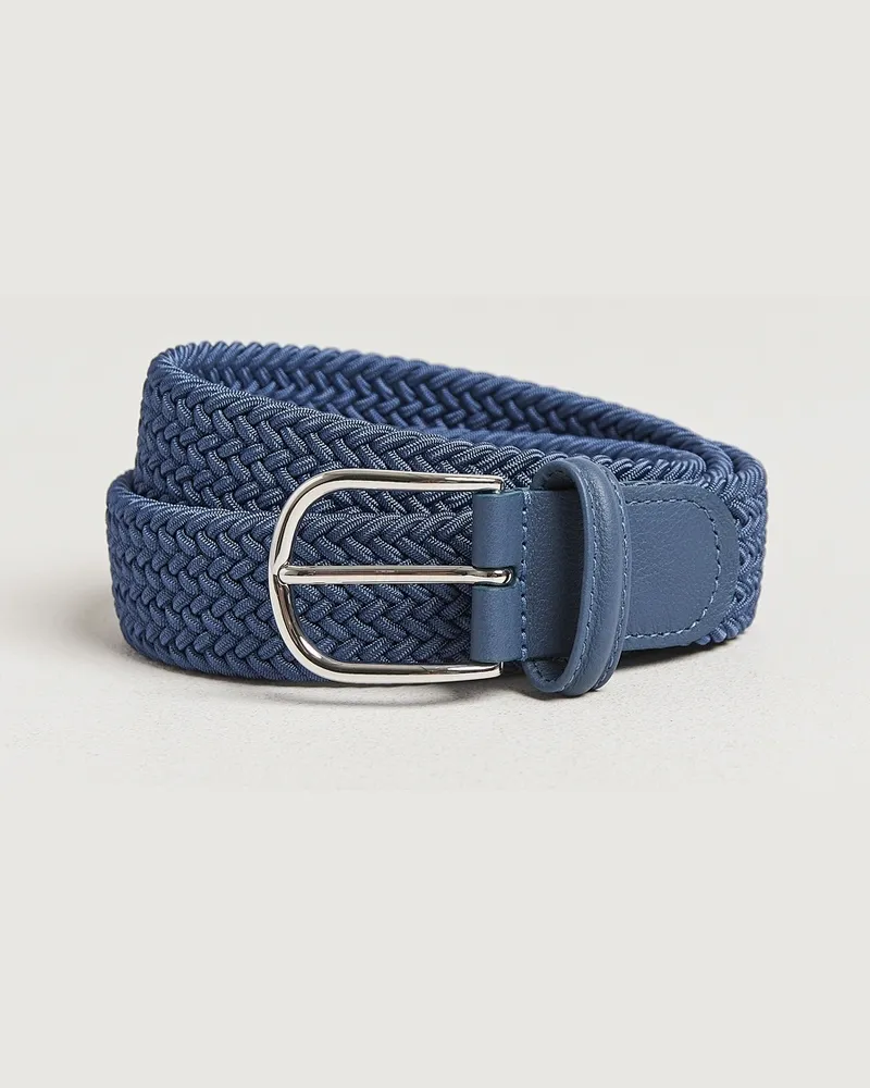 Anderson's Stretch Woven 3,5 cm Belt Air Force Blue Blau