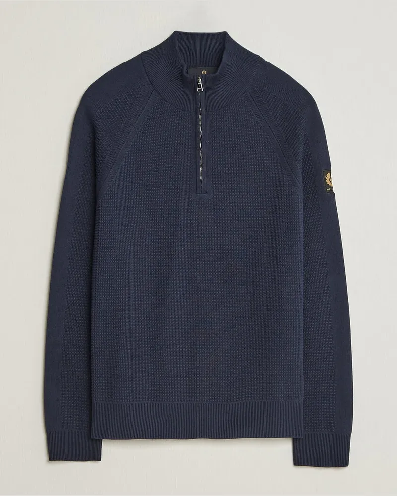 Belstaff Bradwell Cotton Knitted Quarter Zip Dark Ink Blau