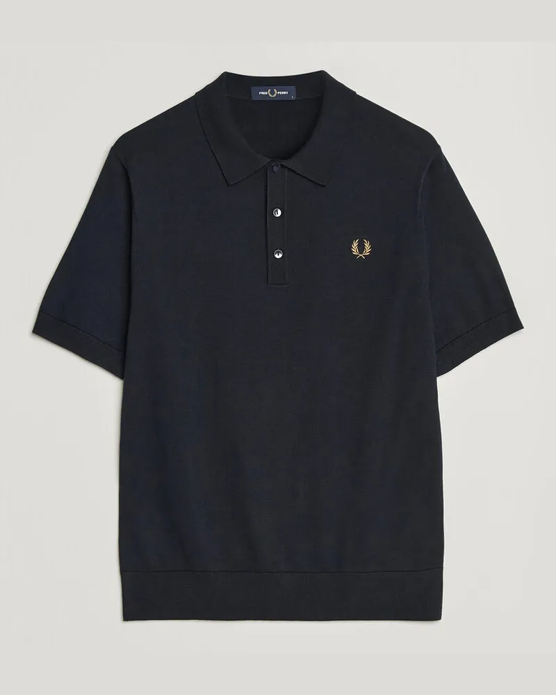 Fred Perry Cotton Knitted Polo Navy Blau