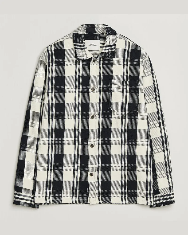 LES DEUX Structured Check Overshirt Dark Navy Weiß