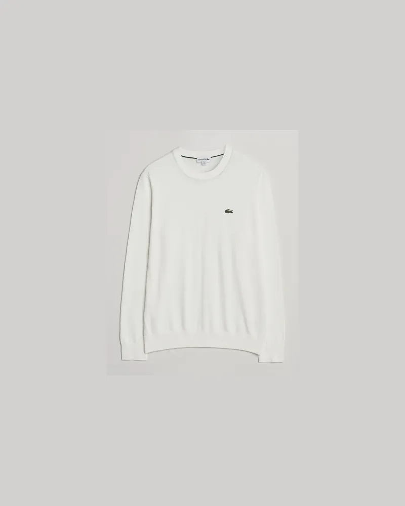 Lacoste Cotton Knitted Sweater Flour Weiß