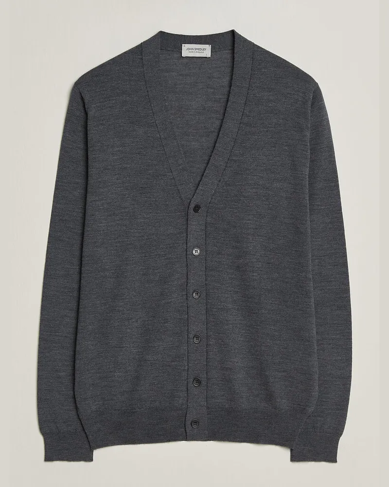 John Smedley Bradrick Extra Fine Merino Cardigan Charcoal Grau