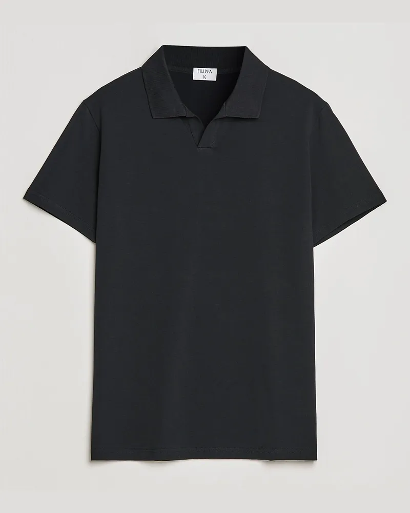 Filippa K Soft Lycra Polo Tee Black Schwarz