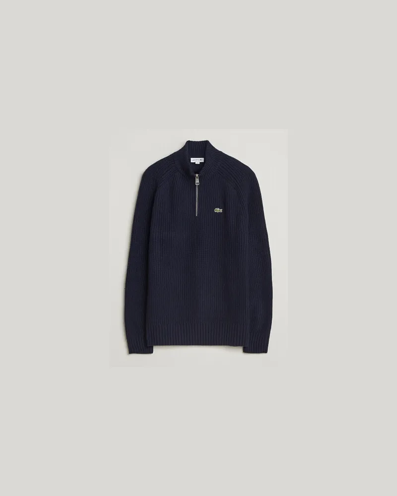 Lacoste Heavy Knitted Wool Half Zip Navy Blau