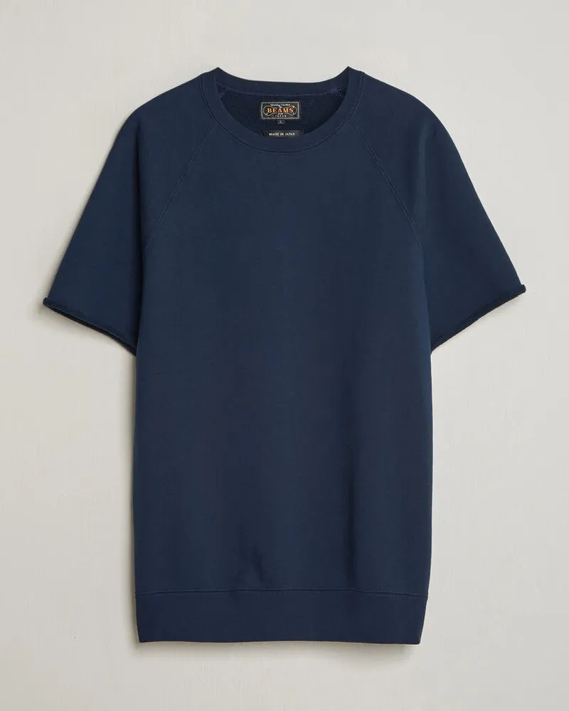 Beams Plus Short Sleeve Cut Off Sweat Navy Blau