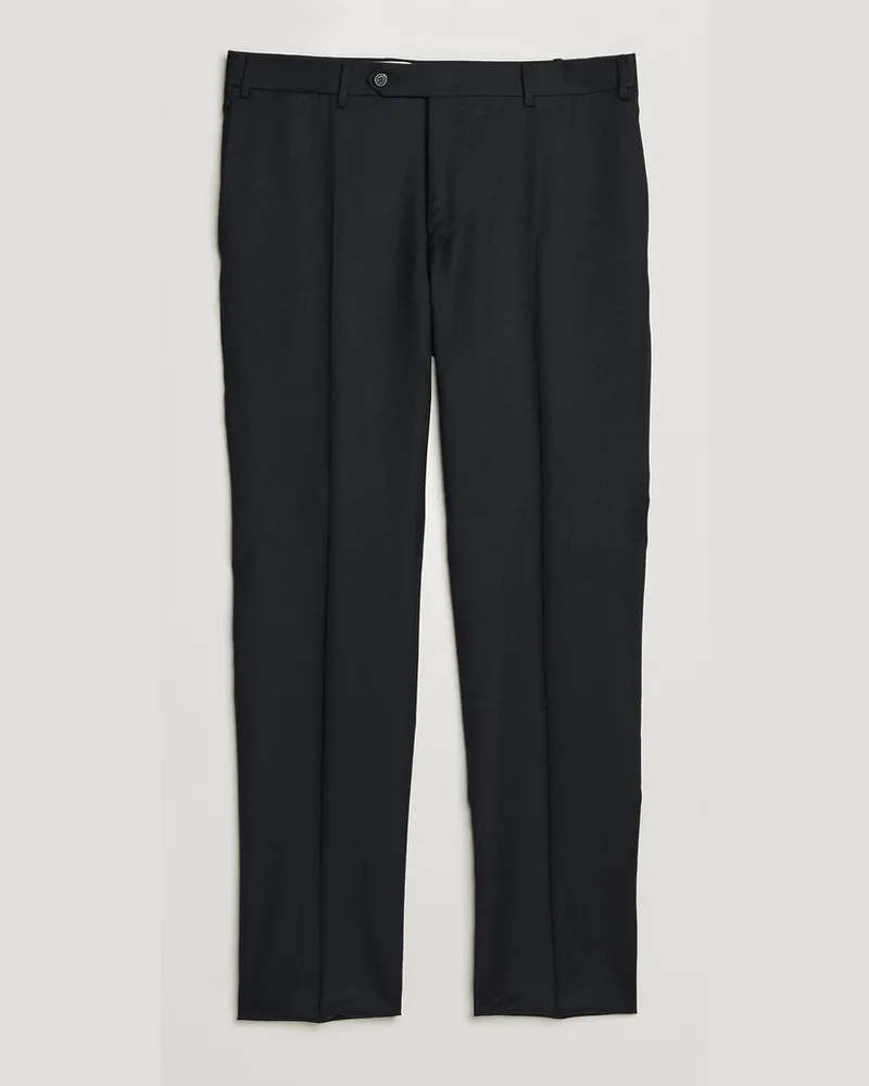 Canali Slim Fit Flannel Trousers Navy Blau