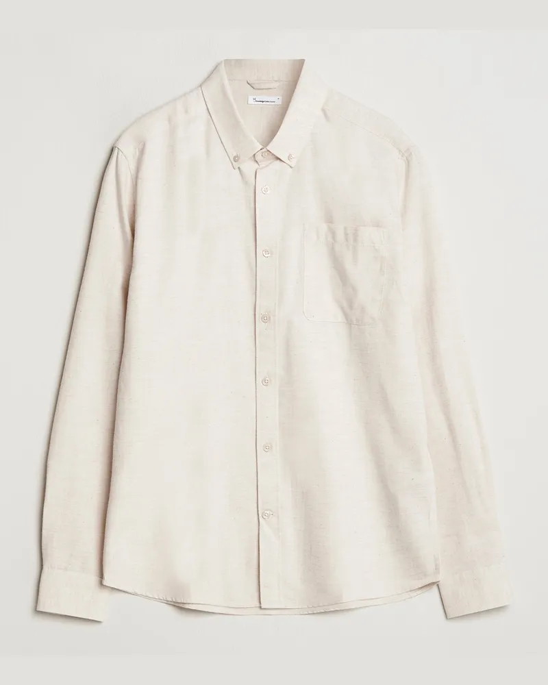 Knowledge Cotton Apparel Regular Fit Melange Flannel Shirt Greish Beige