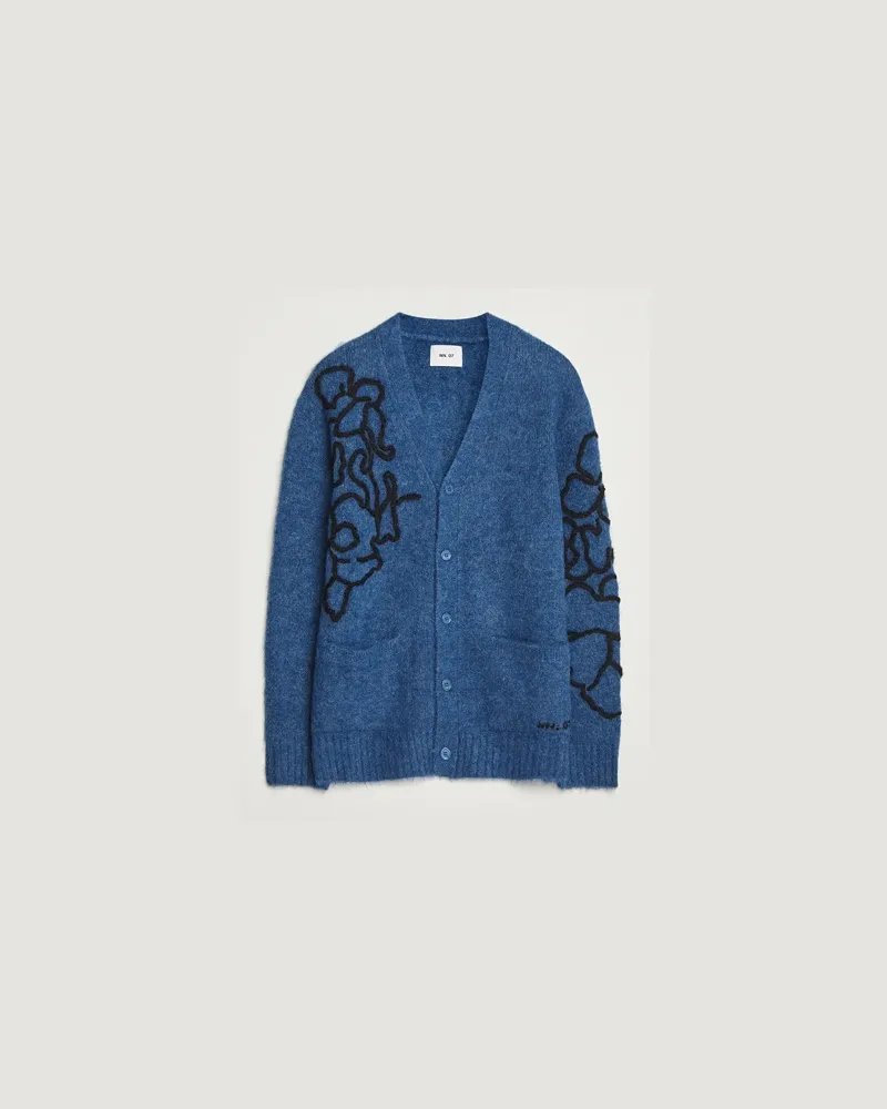 NN 07 Kyle Alpaca Knitted Cardigan Denim Blue Blau