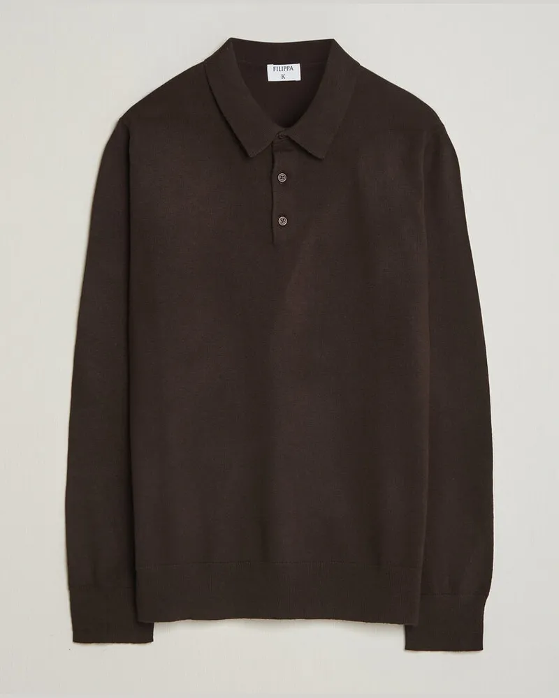 Filippa K Knitted Polo Shirt Dark Chocolate Braun