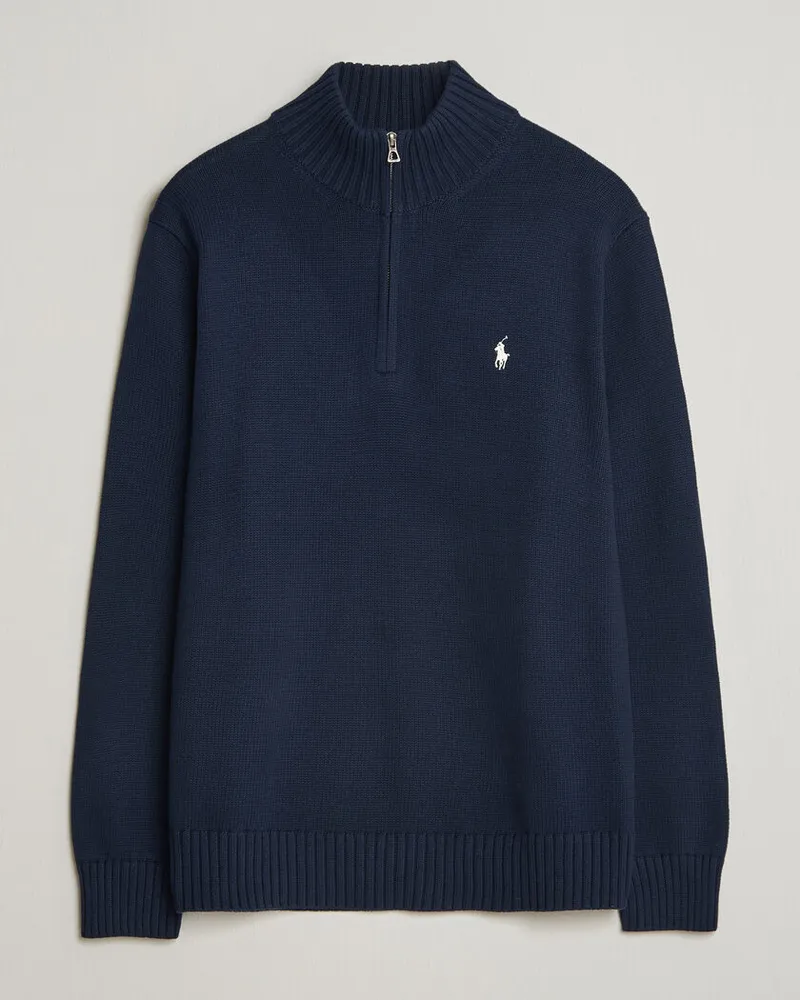 Ralph Lauren Cotton Crew Neck Half-Zip Hunter Navy Blau