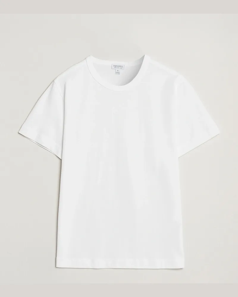 Sunspel Single Jersey Supima Cotton T-Shirt White Weiß