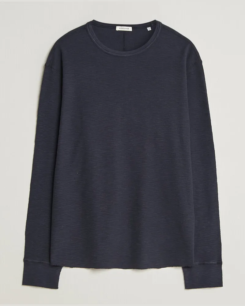 Sunflower Long Sleeve Waffle Tee Navy Blau