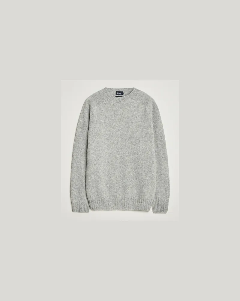 Drake's Drake Brushed Shetland Crew Grey Grau