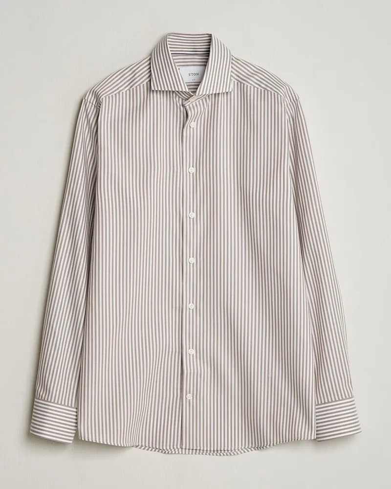 Eton Slim Fit Signature Oxford Striped Shirt Beige Beige