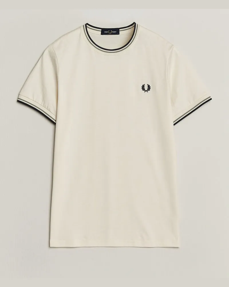 Fred Perry Twin Tipped T-Shirt Ecru Weiß