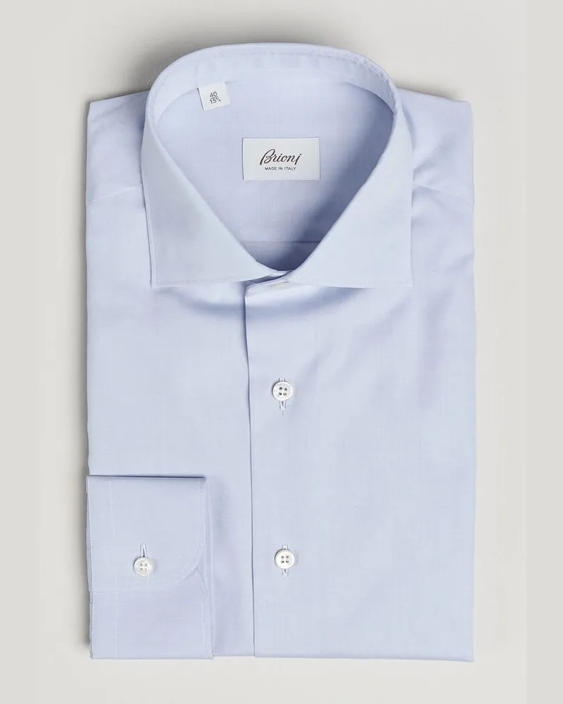 Brioni Poplin Cotton Dress Shirt Light Blue Blau