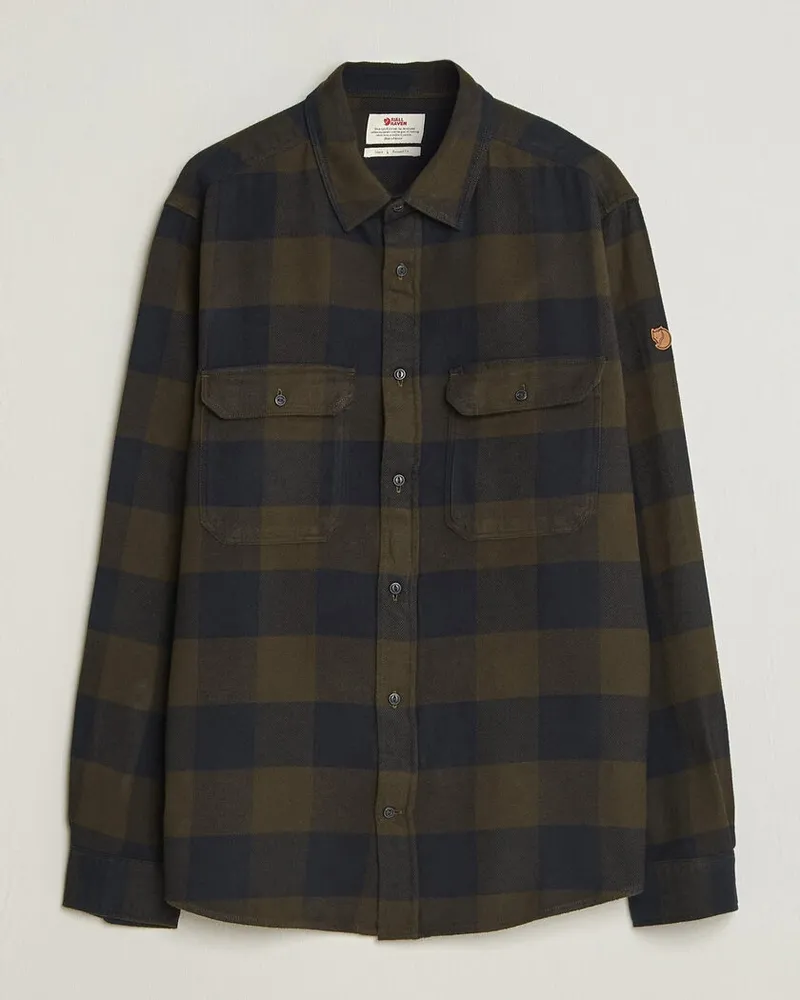 Fjäll Räven Övik Heavy Flannel Shirt Deep Forest Grün