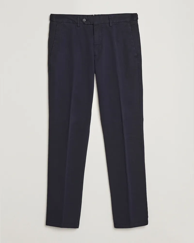 Oscar Jacobson Danwick Cotton Trousers Navy Blau