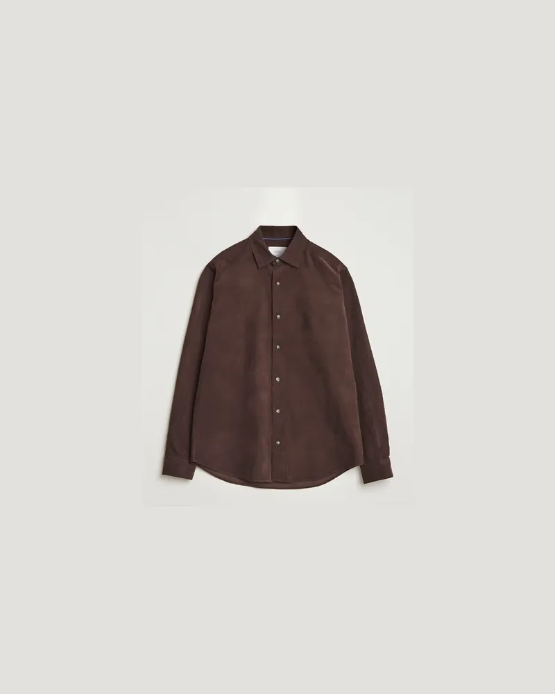 Eton Casual Fit Corduroy Shirt Dark Brown Braun