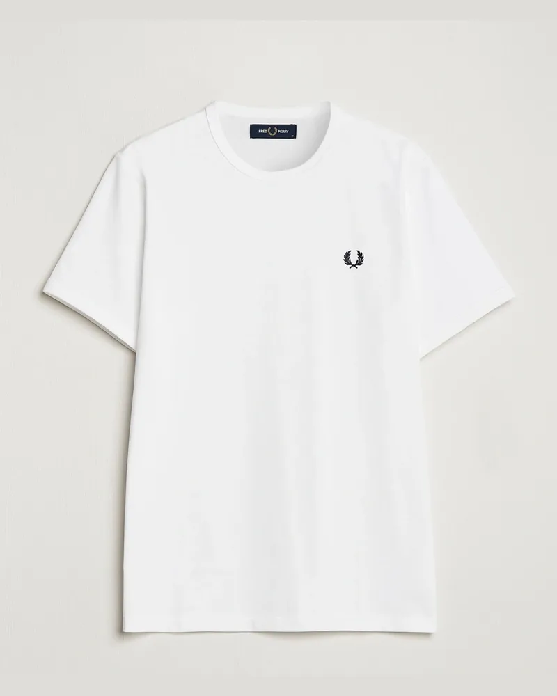 Fred Perry Ringer Crew Neck Tee White Weiß