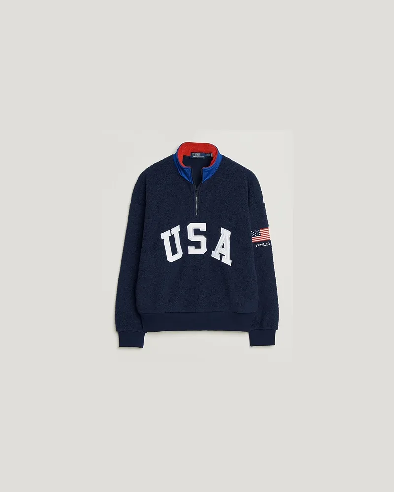 Ralph Lauren Polar Half Zip USA Fleece Refined Navy Blau