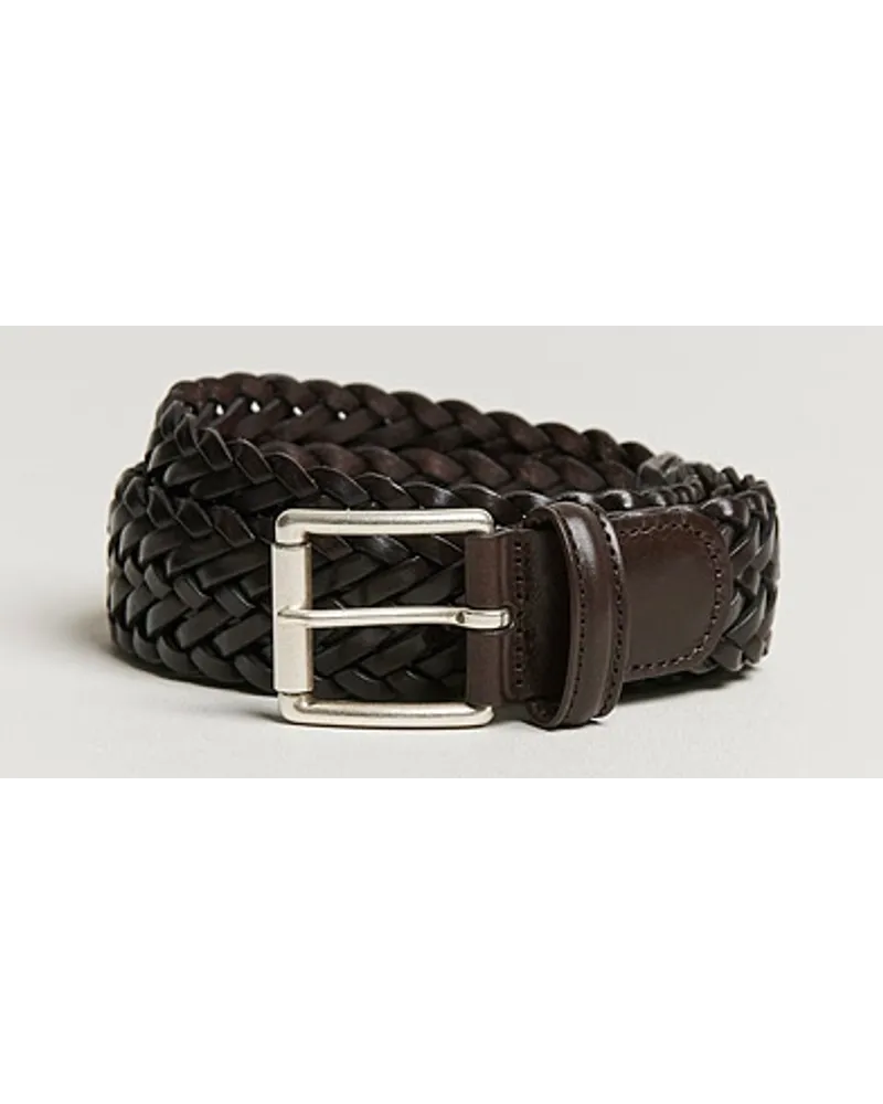 Anderson's Woven Leder 3,5 cm Belt Dark Brown Braun