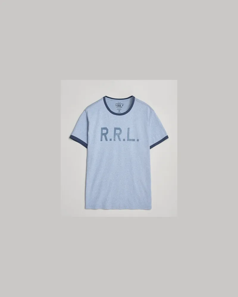 RRL Stencil Ringer T-Shirt Light Blue Heather Blau