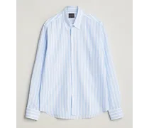 Regular Fit Striped Leinen Shirt Light Blue