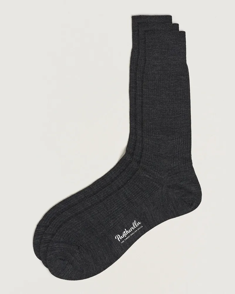 Pantherella 3-Pack Naish Merino/Nylon Sock Charcoal 