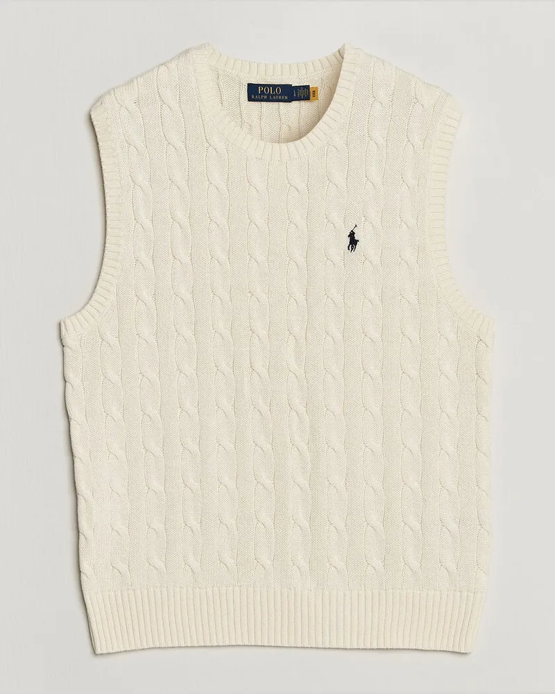 Ralph Lauren Cotton Cable Vest Andover Cream Weiß