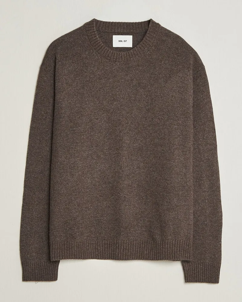 NN 07 Russel Wool/Cotton Knitted Sweater Mable Husk Braun