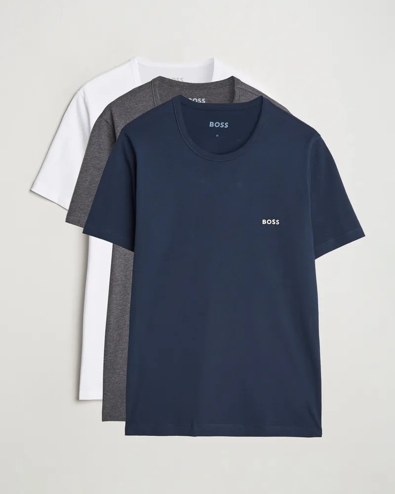HUGO BOSS 3-Pack Crew Neck T-Shirt Grey/White/Navy Weiß