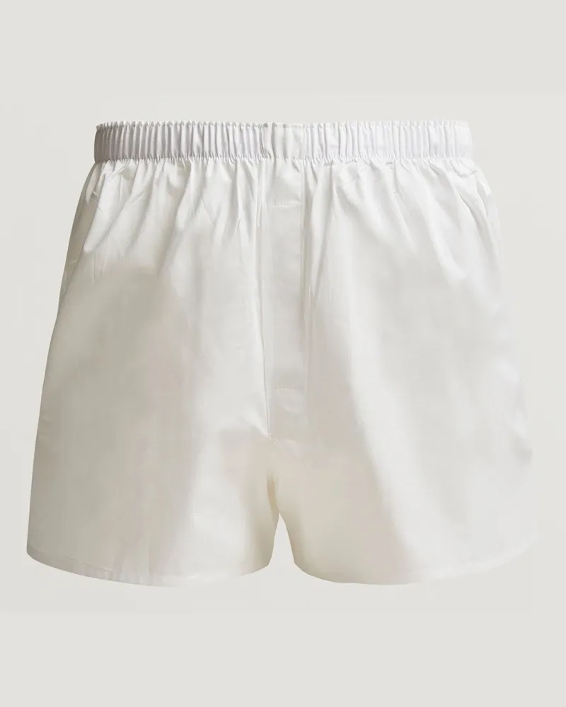 Sunspel Classic Woven Cotton Boxer Shorts White Weiß