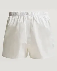 Sunspel Classic Woven Baumwoll Boxer Shorts White Weiß