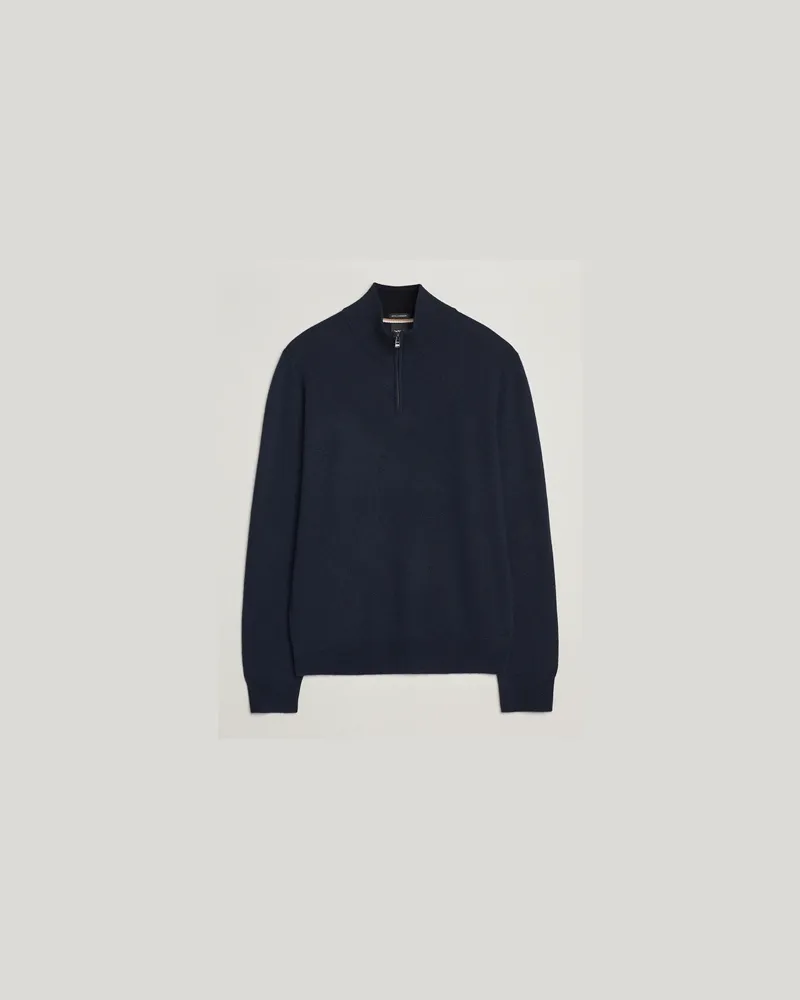HUGO BOSS Hemarlo Wool/Cashmere Half Zip Dark Blue Blau