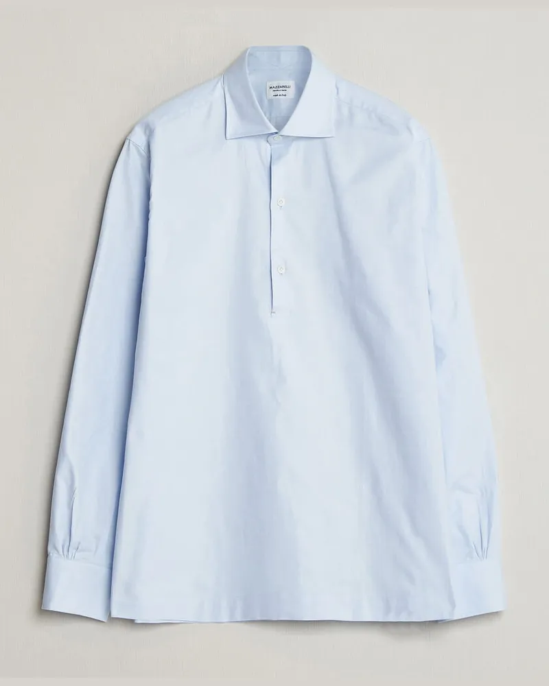 MAZZARELLI Soft Oxford Popover Shirt Light Blue Blau