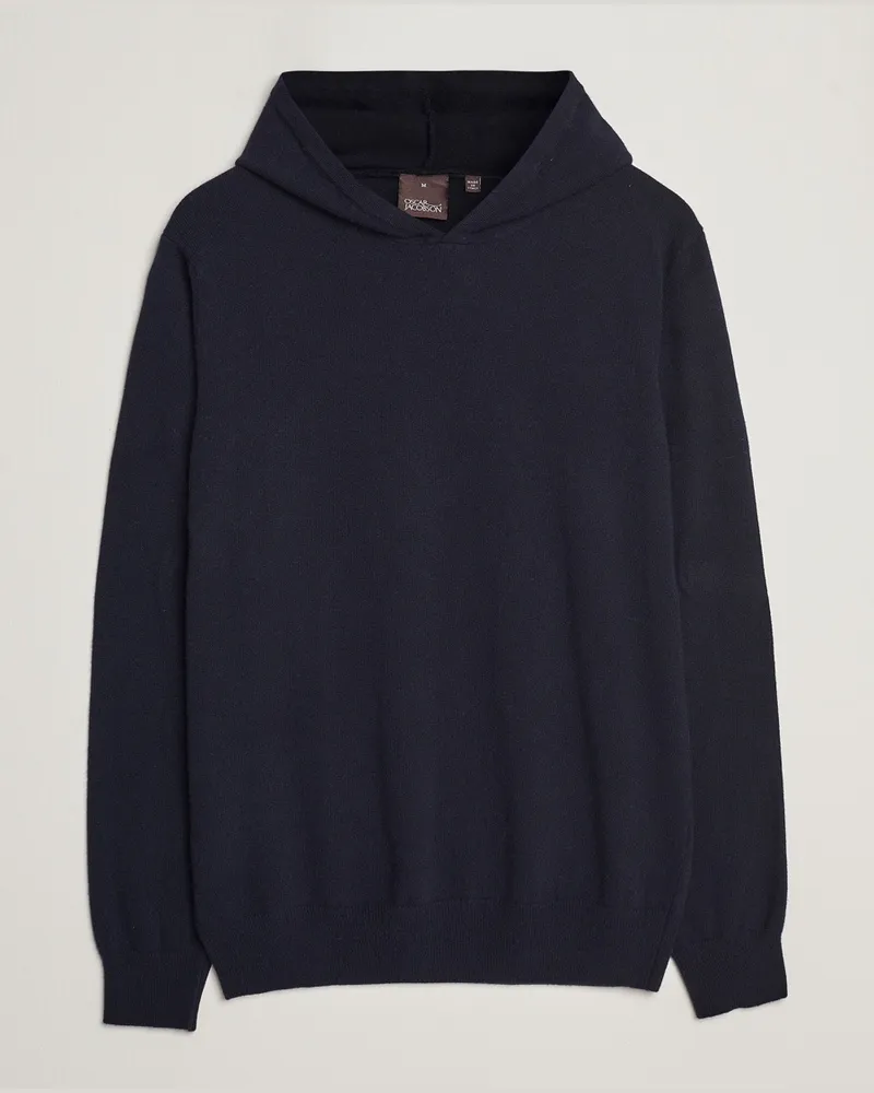 Oscar Jacobson Pascal Wool/Cashmere Hoodie Navy Blau