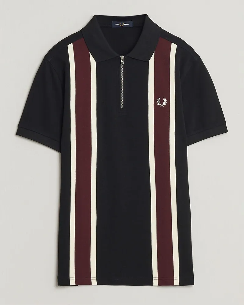 Fred Perry Tramline Half Zip Polo Black Mehrfarbig