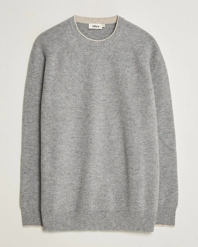 Altea Rib Wool Raglan Sweater Light Grey Grau