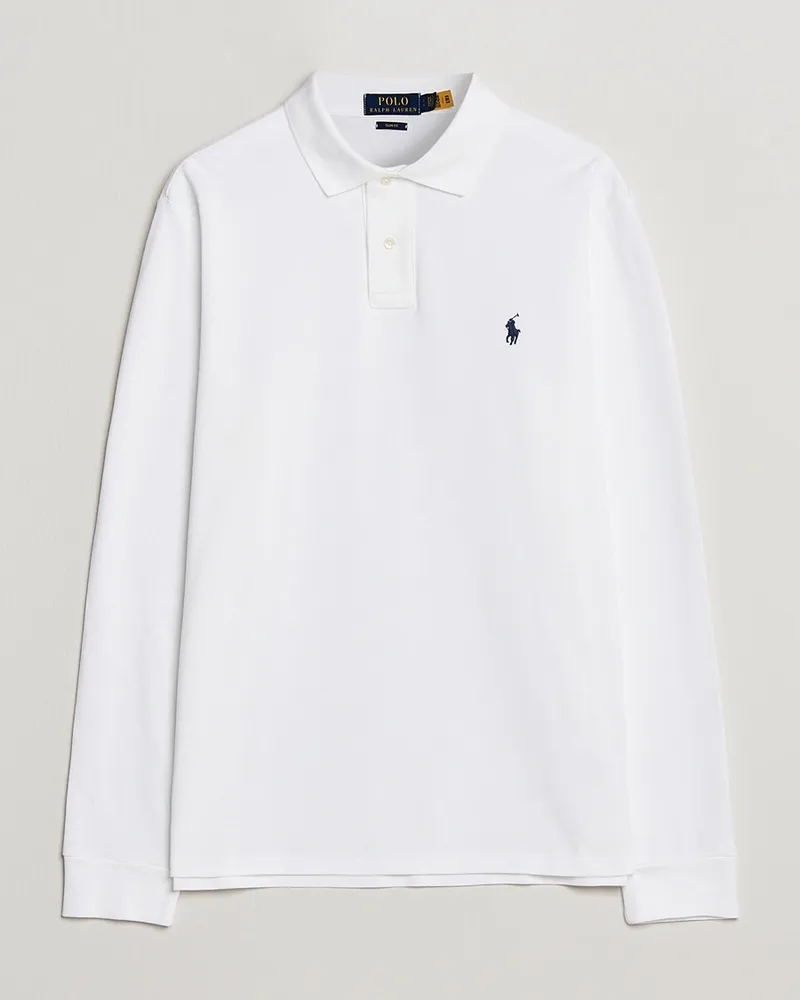 Ralph Lauren Slim Fit Long Sleeve Polo White Weiß