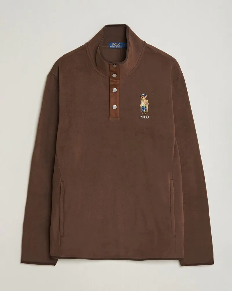 Ralph Lauren Fleece Pullover Sweatshirt Luggage Brown Braun
